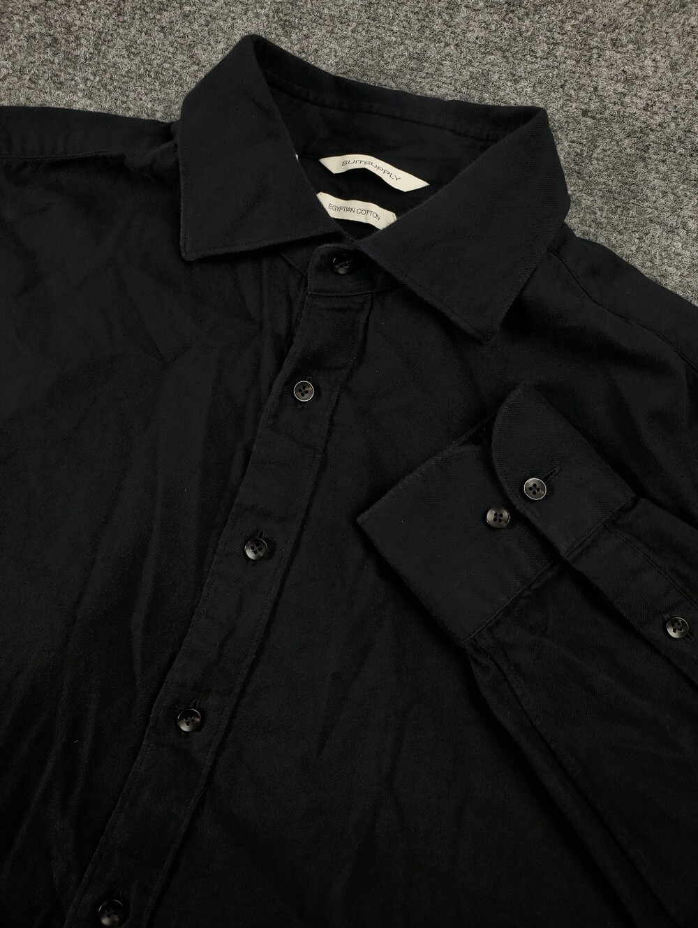 Suitsupply Tailored Fit Dress Shirt 17 Egyptian Cotton Black Italian Fabric